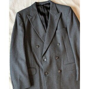 Burberry Vintage 90s Gray Double Breasted Preppy NOS Condition Size 40 USA Made
